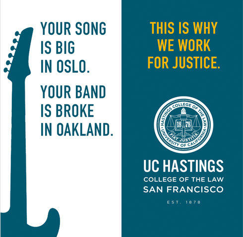 UC Hastings Law outdoor street banners band broke oakland - Mortar Branding Agency Bay Area